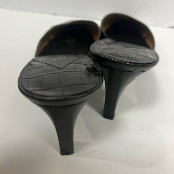 Ralph Lauren Black Croc-Embossed kitten heels - Picture 3 of 6